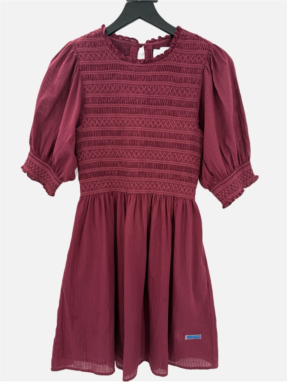 Hill House Home The Vivi Nap Dress Burgundy Shadow Stripe Smocked Cotton Dress S - Picture 3 of 7